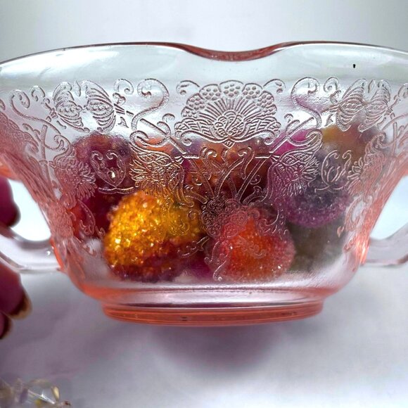 Pink Life Vintage Florentine No.1 Pink Depression Glass Bowl • Hazel-Atlas 1930s - Picture 4 of 8
